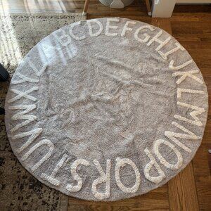 Gray Alphabet Nursery Rug 58” Round